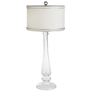 Glass lamp with white shade