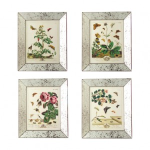 butterfly prints in mirrored frames