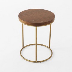 Antique Brass inlay adds a crisp pattern this side table